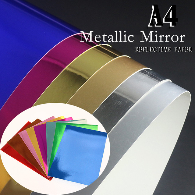 10pcs Metallic Mirror Paper golden gilded mirror suface A4 for DIY  papercraft projects Scrapbook Paper Album